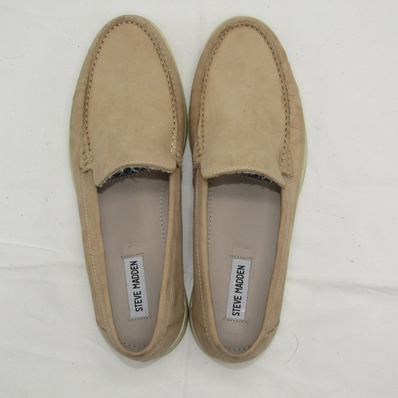 Steve Madden Loafers P-Cay Natural Nubuck Suede Leather in Cream Tan Sz 10 - Picture 6 of 13